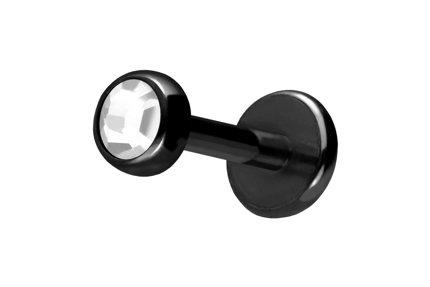 Titan Labret Piercing mit Push Fit KRISTALLDISC